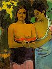 Paul Gauguin Canvas Paintings - Two Tahitian Women